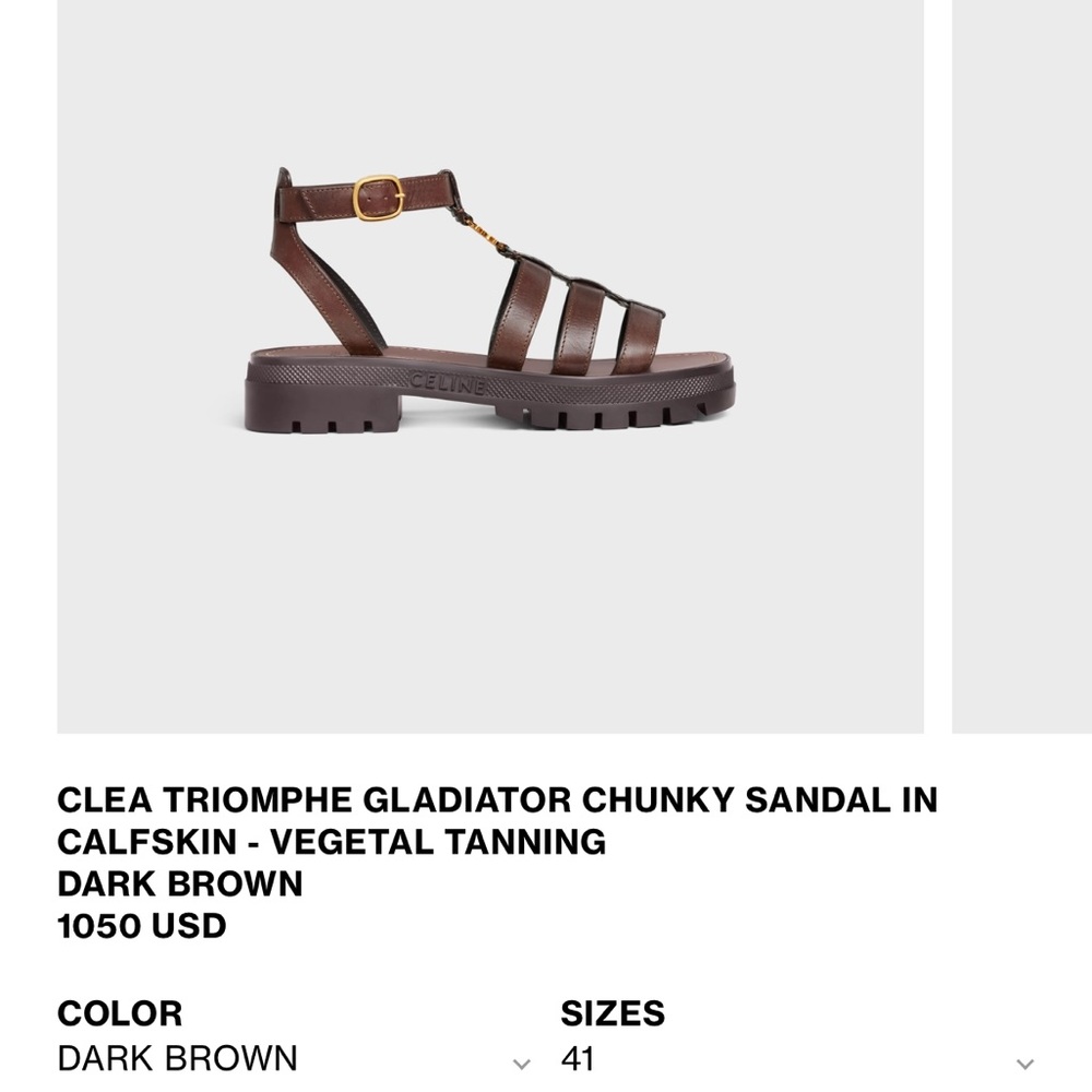 Celine CLEA TRIOMPHE GLADIATOR CHUNKY SANDAL IN CALFSKIN 
DARK BROWN - Picture 5 of 5